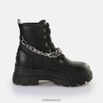 Black/Silver Buffalo Aspha Chain Ankle Boot vegan |Boots F06ZHH473 - Image 6