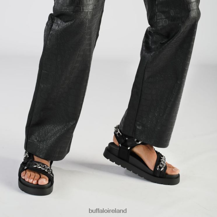 Black/Silver Buffalo Eve Track C Platform Slide vegan |Sandals F06ZHH384 - Image 2