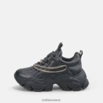 Black With Golden Chain Buffalo Binary Chain Trainer Low vegan |Sneakers F06ZHH347