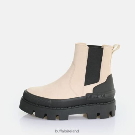 Cream/Black Buffalo Raven Chelsea Ankle-Boot vegan |Boots F06ZHH486