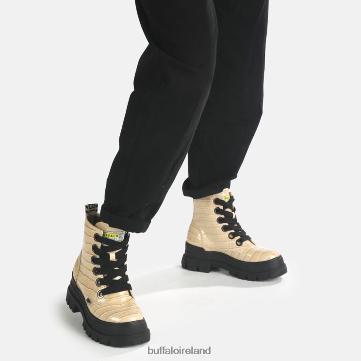 Cream Buffalo ASPHA LACE UP HI Bootie Flat vegan |Boots F06ZHH371 - Image 2