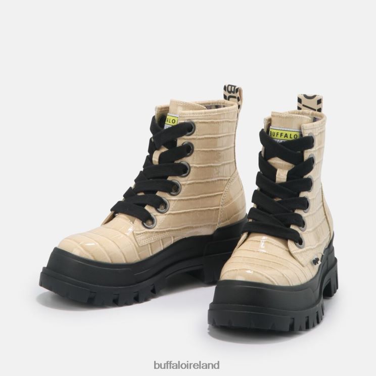 Cream Buffalo ASPHA LACE UP HI Bootie Flat vegan |Boots F06ZHH371 - Image 4