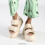 Cream Buffalo Ava Platform Sandals vegan |Sandals F06ZHH519