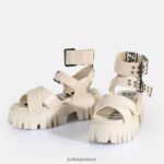 Cream Buffalo Lion Choker Platform Sandals vegan |Sandals F06ZHH182 - Image 4