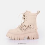 Cream Buffalo Lion MID Chain Ankle boot vegan |Boots F06ZHH656 - Image 2