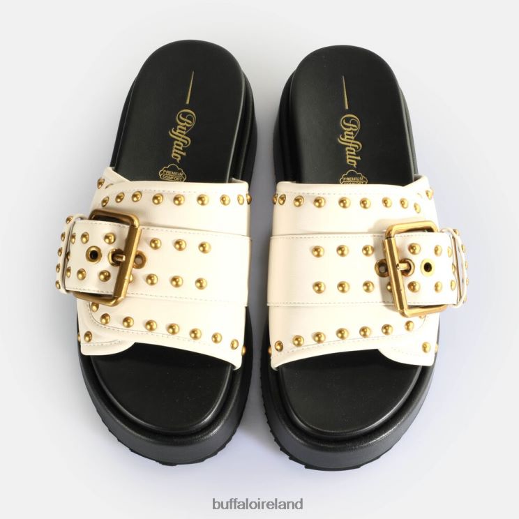 Cream Buffalo Noa Rock Slide Platform Sandals vegan |Slides F06ZHH157 - Image 3
