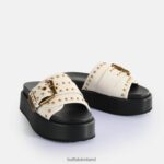 Cream Buffalo Noa Rock Slide Platform Sandals vegan |Slides F06ZHH157 - Image 4