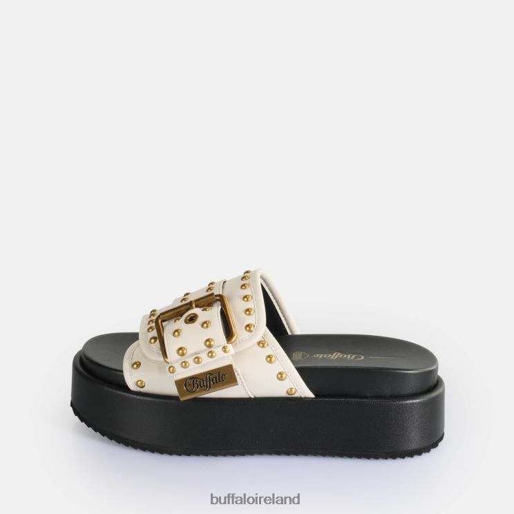 Cream Buffalo Noa Rock Slide Platform Sandals vegan |Slides F06ZHH157 - Image 1