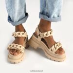 Cream Buffalo Rude Chain Platform Sandals vegan |Sandals F06ZHH29