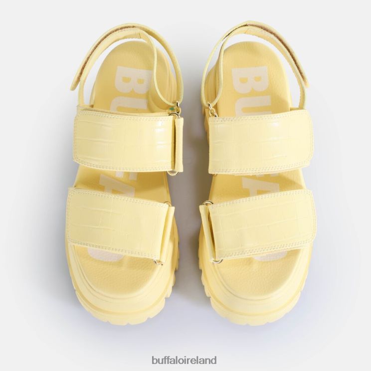 Croc-Effect Vanilla Buffalo Aspha SND Platform Sandals vegan |Sandals F06ZHH16 - Image 2