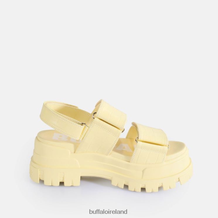 Croc-Effect Vanilla Buffalo Aspha SND Platform Sandals vegan |Sandals F06ZHH16 - Image 5