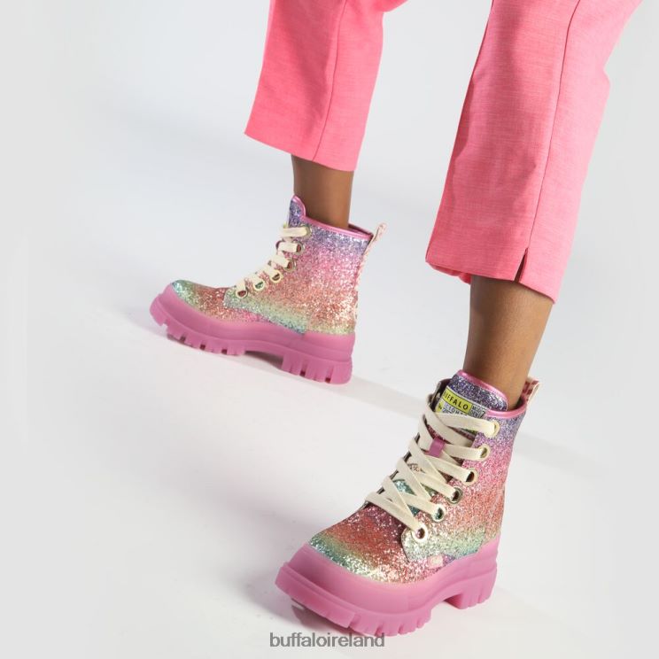 Fuchsia Buffalo Aspha Lace Up HI Ankle Boot vegan |Boots F06ZHH373 - Image 2