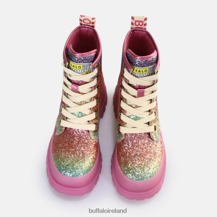Fuchsia Buffalo Aspha Lace Up HI Ankle Boot vegan |Boots F06ZHH373 - Image 7