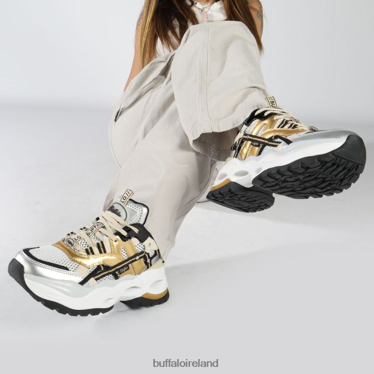 gold_silver_black_buffalo_triplet_hollow_trainer_low_vegan_sneakers_f06zhh129.jpg Gold/Silver/Black Buffalo Triplet Hollow trainer Low vegan |Sneakers F06ZHH129 - Image 1
