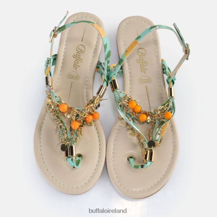 green_orange_buffalo_capri_vacay_sandals_vegan_sandals_f06zhh178.jpg Green/Orange Buffalo Capri Vacay Sandals vegan |Sandals F06ZHH178 - Image 1