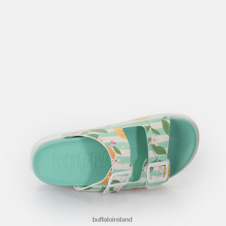 Green/Orange Buffalo Eve Sol Platform Slide vegan |Slides F06ZHH291 - Image 2