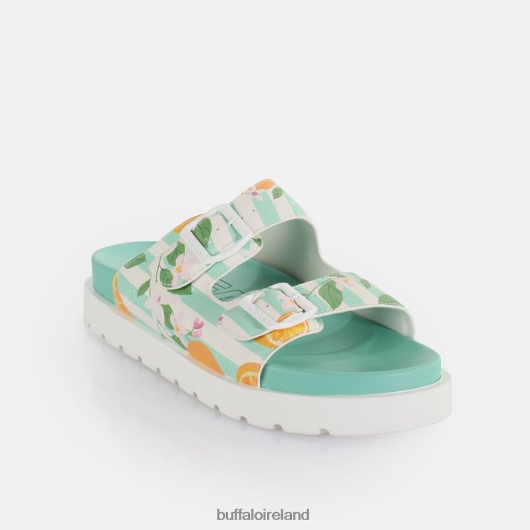 Green/Orange Buffalo Eve Sol Platform Slide vegan |Slides F06ZHH291 - Image 3