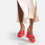 Hot Pink Buffalo May Cross Heeled Sandals vegan |Sandals F06ZHH527 - Image 2