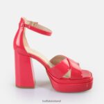 Hot Pink Buffalo May Cross Heeled Sandals vegan |Sandals F06ZHH527
