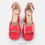 Hot Pink Buffalo May Cross Heeled Sandals vegan |Sandals F06ZHH527 - Image 3
