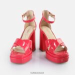 Hot Pink Buffalo May Cross Heeled Sandals vegan |Sandals F06ZHH527 - Image 4