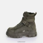 Khaki Buffalo Aspha Com1 Laceup Mid vegan ankle boot |Boots F06ZHH582