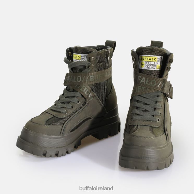 Khaki Buffalo Aspha Com1 Laceup Mid vegan ankle boot |Boots F06ZHH582 - Image 4