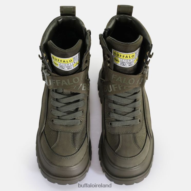 Khaki Buffalo Aspha Com1 Laceup Mid vegan ankle boot |Boots F06ZHH582 - Image 7
