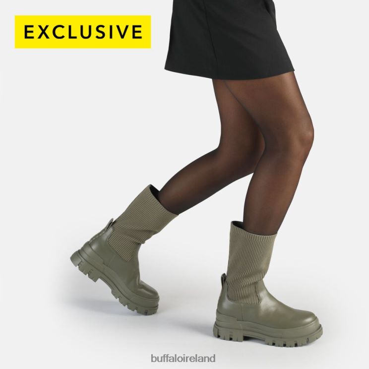 Olive Buffalo Aspha Sock Boot Short Boot vegan |Boots F06ZHH652 - Image 1