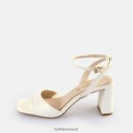 Pearl White Buffalo April Neat Heeled Sandals vegan |Sandals F06ZHH244