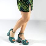 Petrol Buffalo May Cross heeled sandals vegan |Sandals F06ZHH455 - Image 2