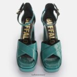 Petrol Buffalo May Cross heeled sandals vegan |Sandals F06ZHH455 - Image 3