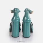 Petrol Buffalo May Cross heeled sandals vegan |Sandals F06ZHH455 - Image 6