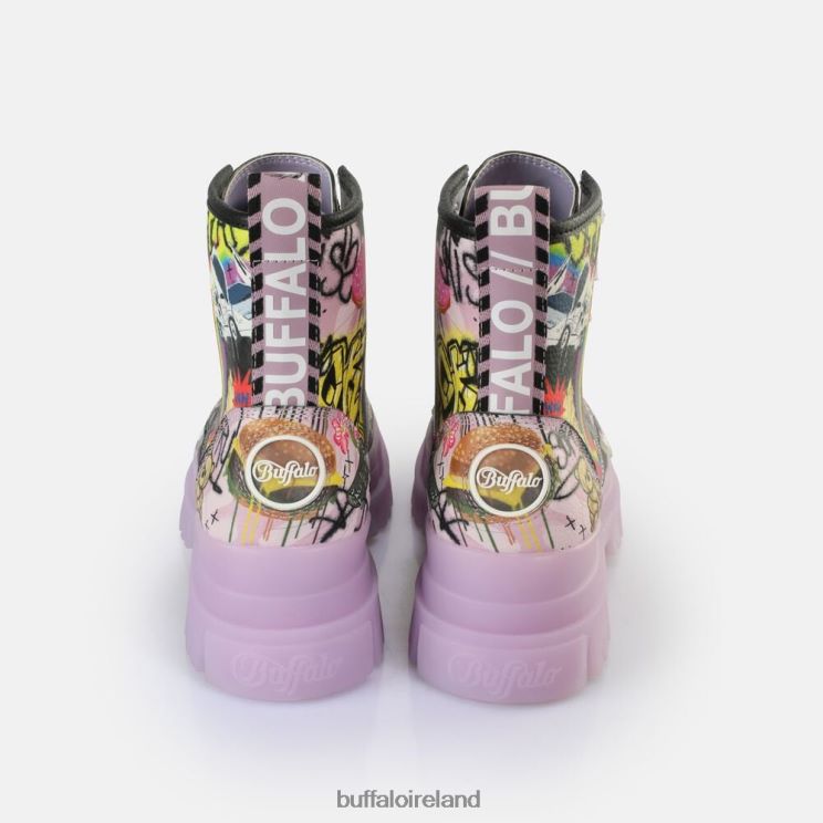 Purple/Black Graffiti Buffalo Aspha Lace Up Hi Ankle Boot vegan |Boots F06ZHH436 - Image 3