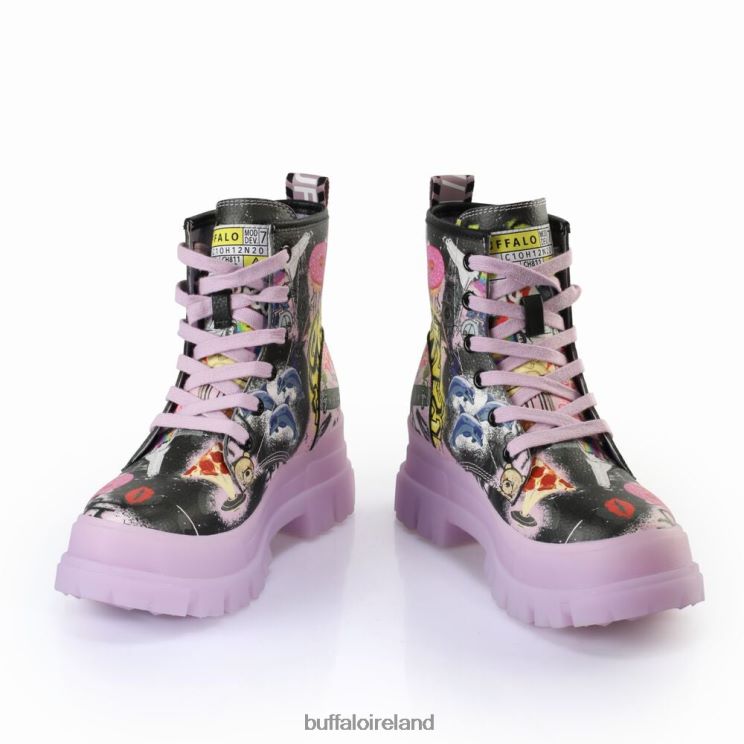 Purple/Black Graffiti Buffalo Aspha Lace Up Hi Ankle Boot vegan |Boots F06ZHH436 - Image 4