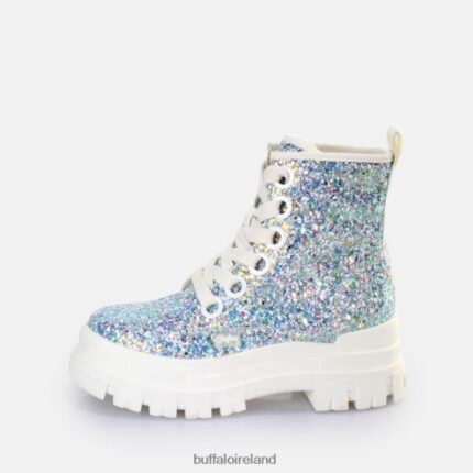 Silver/Cream Buffalo Aspha Lace Up HI Ankle Boot vegan |Boots F06ZHH372