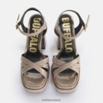 Taupe Buffalo May Donna heeled sandals vegan |Sandals F06ZHH325 - Image 3