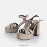 Taupe Buffalo May Donna heeled sandals vegan |Sandals F06ZHH325 - Image 4