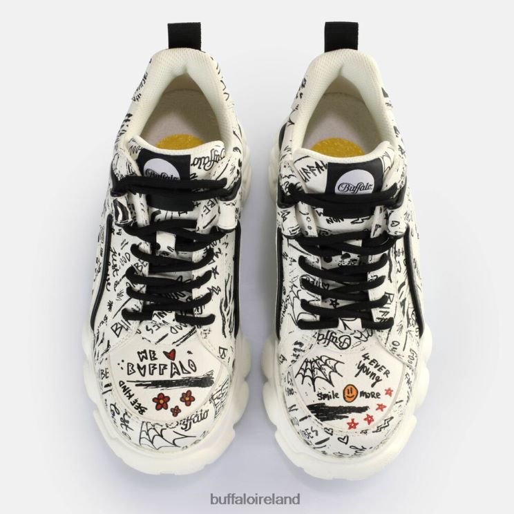 White/Black Buffalo CLD Corin Graffiti Sneakers Low vegan |Sneakers F06ZHH140 - Image 3