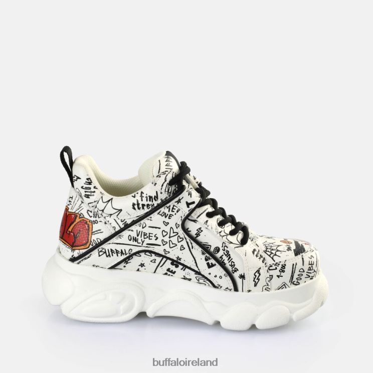 White/Black Buffalo CLD Corin Graffiti Sneakers Low vegan |Sneakers F06ZHH140 - Image 6