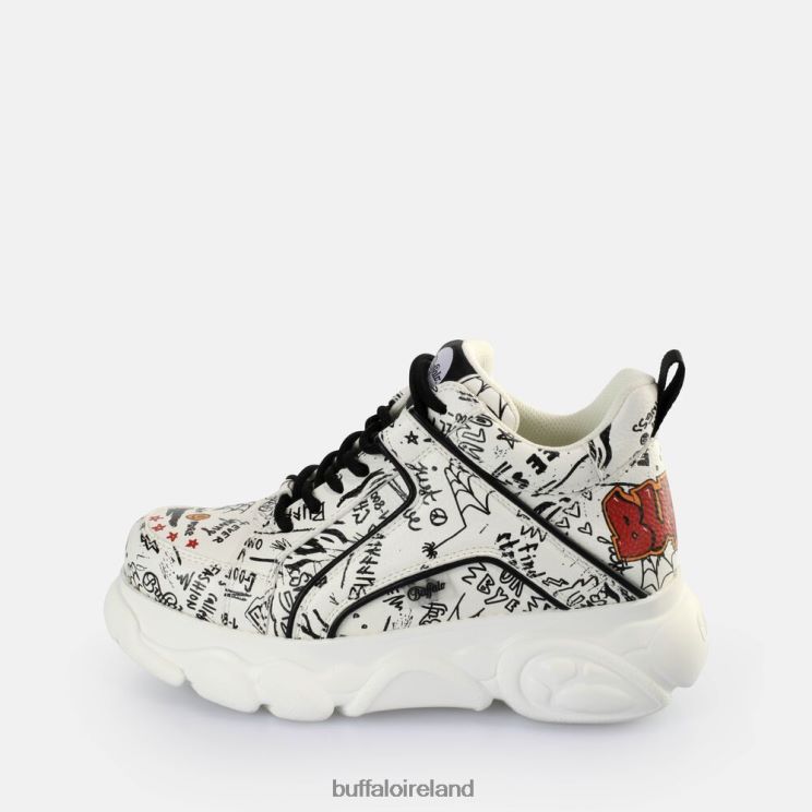 White/Black Buffalo CLD Corin Graffiti Sneakers Low vegan |Sneakers F06ZHH140 - Image 1