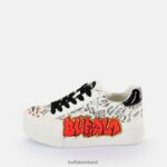White/Black Buffalo Paired Graffiti Sneakers Low vegan |Sneakers F06ZHH34