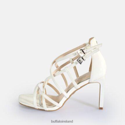 White Buffalo Blair Cage Heeled Sandals vegan |Sandals F06ZHH282