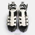 White Buffalo Lion Teeth Platform Sandals vegan |Sandals F06ZHH158 - Image 3