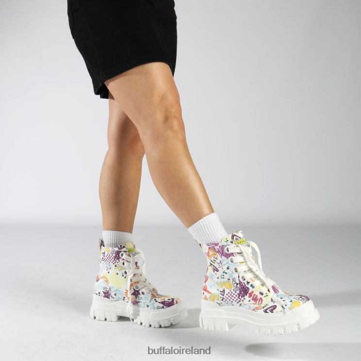 White Graffiti Buffalo Aspha Lace Up Hi Ankle-Boot vegan |Boots F06ZHH375 - Image 2