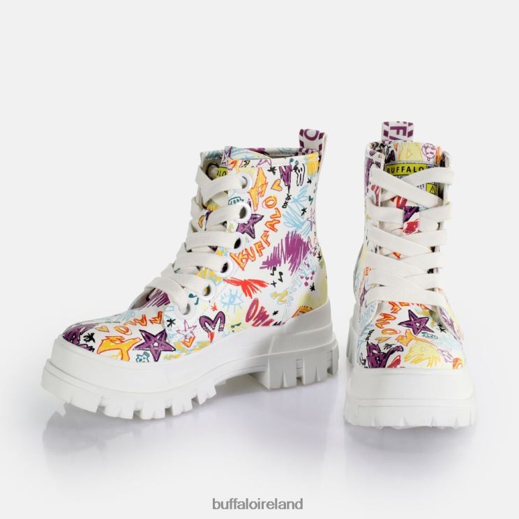 White Graffiti Buffalo Aspha Lace Up Hi Ankle-Boot vegan |Boots F06ZHH375 - Image 4