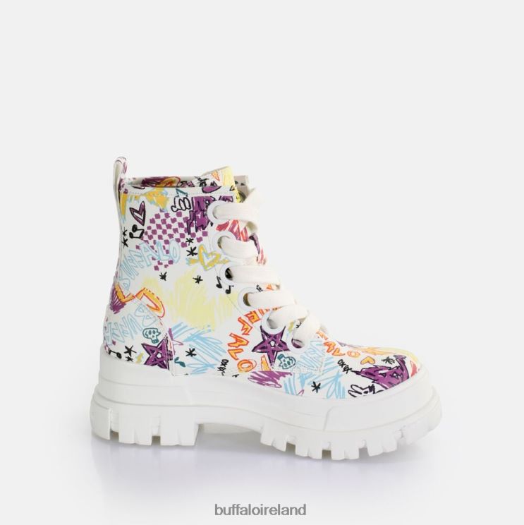 White Graffiti Buffalo Aspha Lace Up Hi Ankle-Boot vegan |Boots F06ZHH375 - Image 5