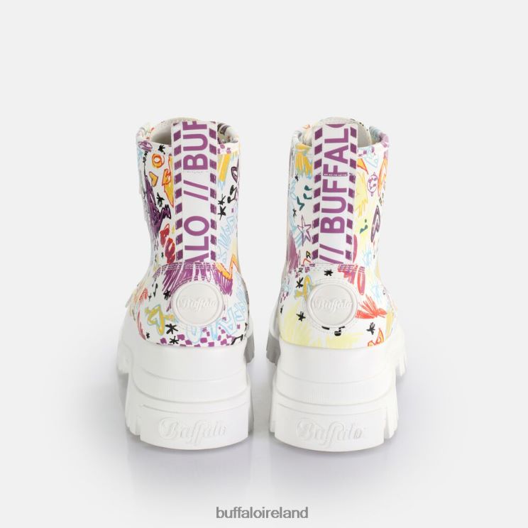 White Graffiti Buffalo Aspha Lace Up Hi Ankle-Boot vegan |Boots F06ZHH375 - Image 6