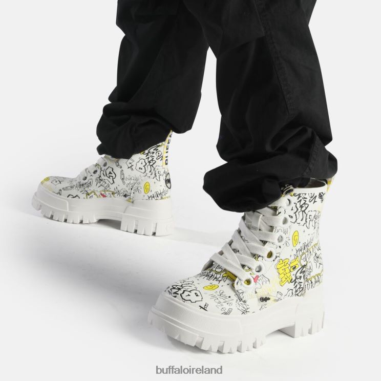 White Graffiti Buffalo Aspha Lace Up Hi Ankle Boot vegan |Boots F06ZHH438 - Image 2