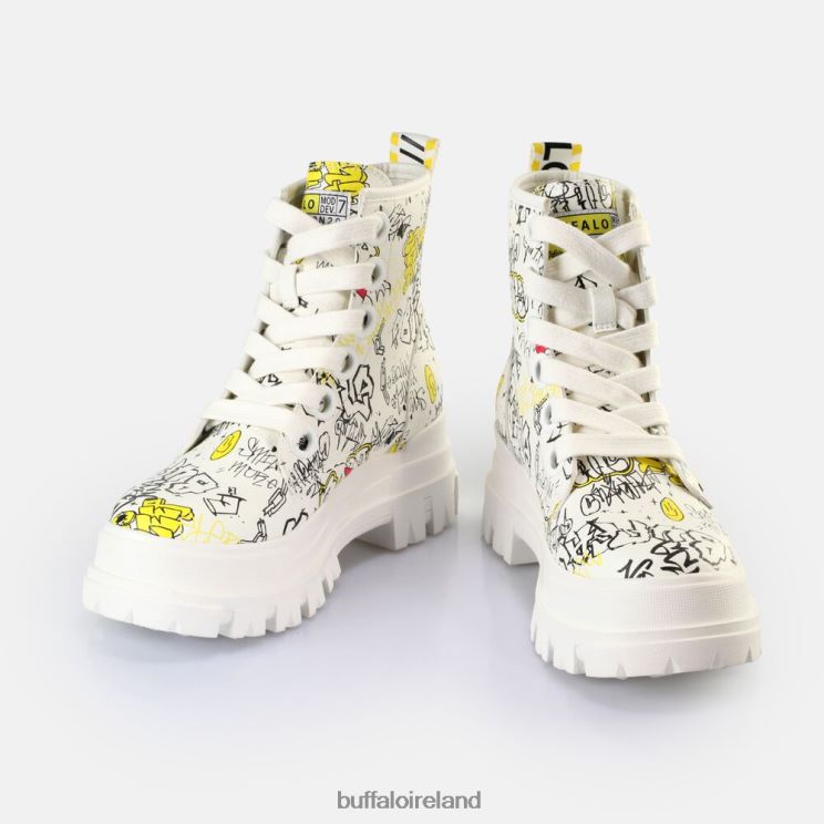 White Graffiti Buffalo Aspha Lace Up Hi Ankle Boot vegan |Boots F06ZHH438 - Image 4
